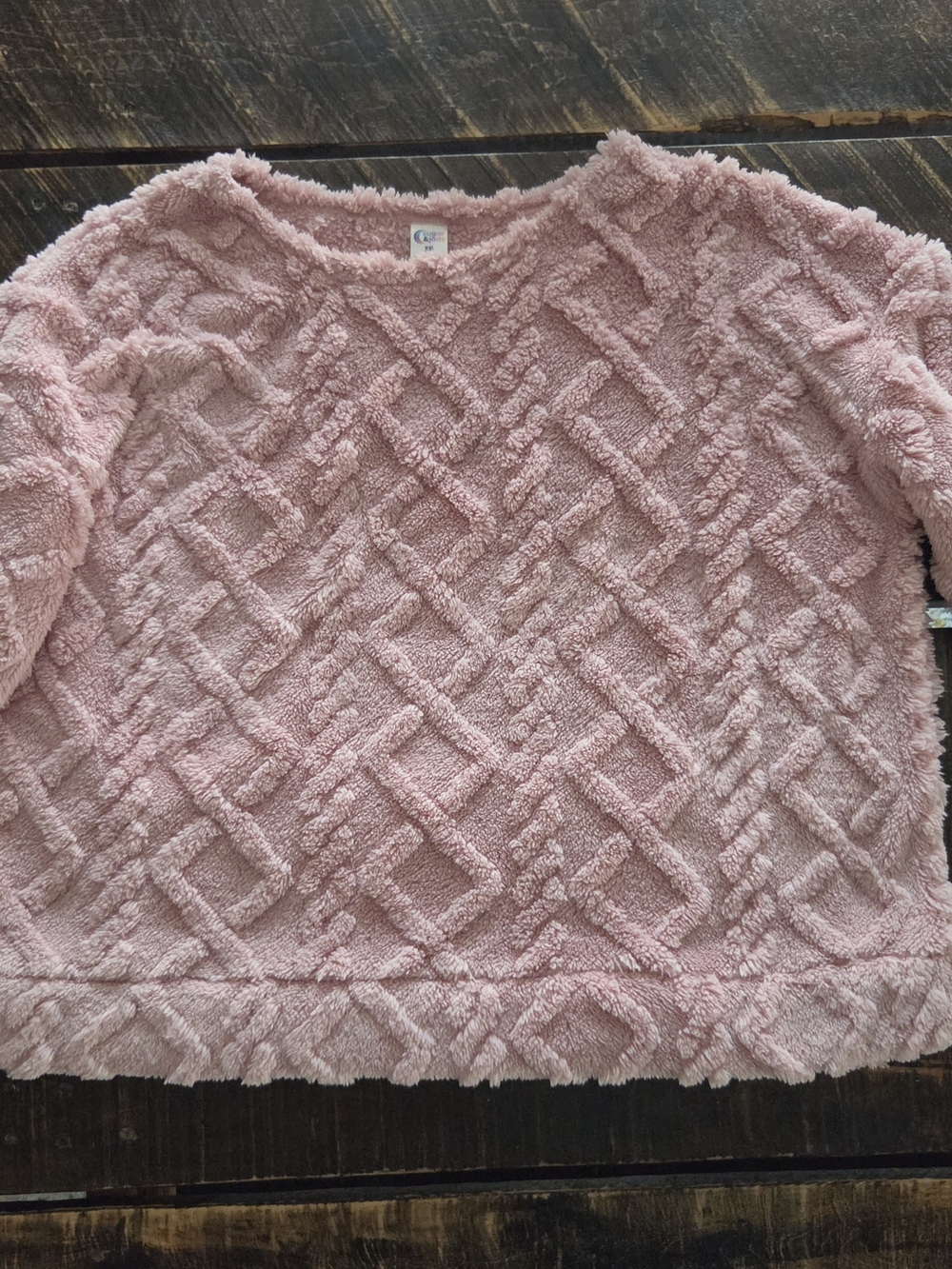 Cozy Plush Knit Sweater - Light Pink Womans Size Small Slightly Cropped